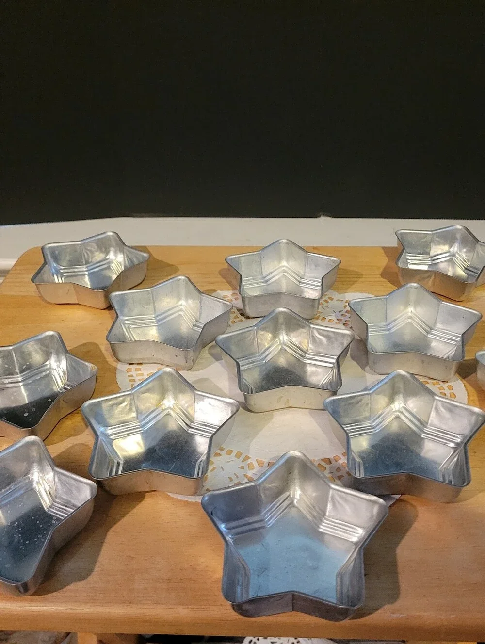 Vintage lot 12 Aluminum Gelatin Cake Tin Tart Molds Star ice jello Bundt